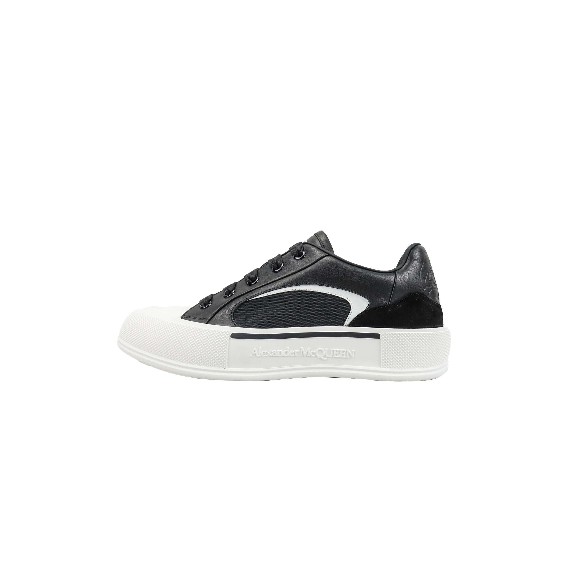 ALEXANDER MCQUEEN LEATHER AND CANVAS LOW TOP TRAINERS 758982WIA257035